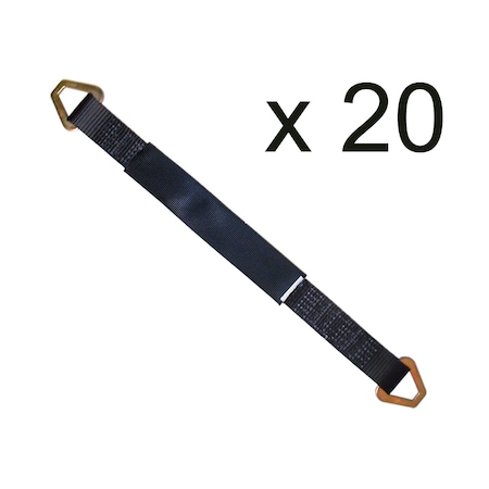 Tie 4 Safe 2 x 60 Axle Straps w/ Sleeve and D Rings, WLL- 3,333 lb, PK20 RT41A-60M18-BLK-C-20